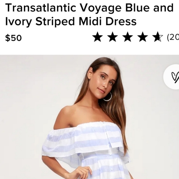 Lulu's Blue & White Striped Off The Shouler Midi - Picture 12 of 16